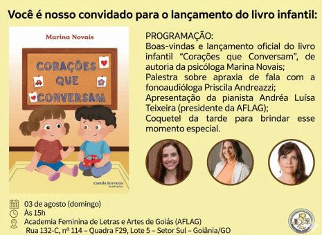 Lançamento de 'Corações que Conversam' por Marina Moraes & Palestra sobre Apraxia com Priscila Andreazzi