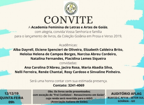 Lançamentos de Livros da Coleção Goiânia em Prosa e Verso 2019